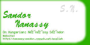 sandor nanassy business card